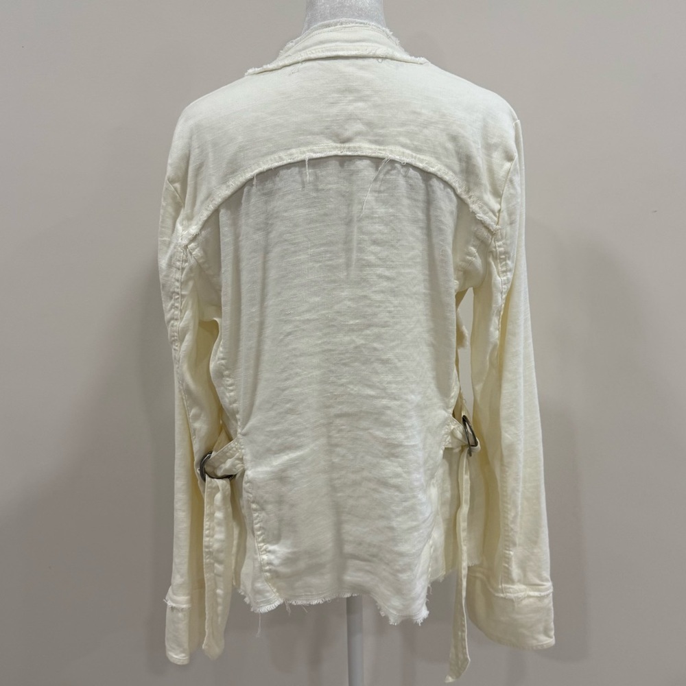 Free People Linen Blend Frayed Edge Blazer Size Medium - Picture 4 of 8